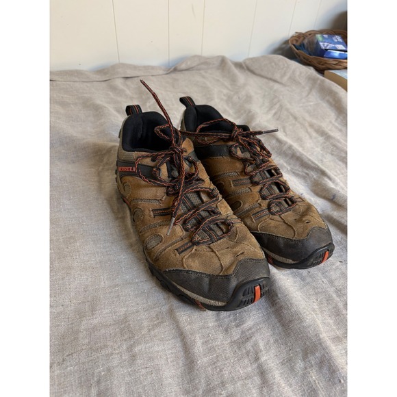Merrell Other - Merrell Mens Hiking Shoes Brown Black Orange Suede Mesh Low Top Trail Sneakers